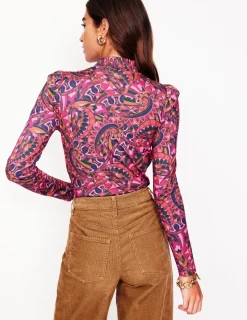 Tops & Blouses | T-Shirts & Tanks-Boden Smocked Neck Printed Top-Jam, Kaleidoscopic Paisley Jam,KaleidoscopicPaisley