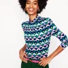 Tops & Blouses | T-Shirts & Tanks-Boden Smocked Neck Printed Top-Rich Emerald, Lucky Clover RichEmerald,LuckyClover
