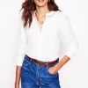 Shirts | Tops & Blouses-Boden Smocked Neck Shirt-White, Multi Stitching White,MultiStitching