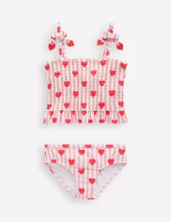 Swimwear & Beachwear-Boden Smocked Tankini Set-Bubblegum Pink Heart Stripe BubblegumPinkHeartStripe