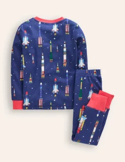 Sleepwear & Pajamas-Boden Snug Glow-In-The-Dark Pajamas-Starboard Blue Rockets StarboardBlueRockets