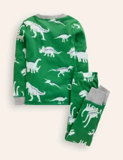 Sleepwear & Pajamas-Boden Snug Glow-In-The-Dark Pajamas-Highland Green Dino HighlandGreenDino