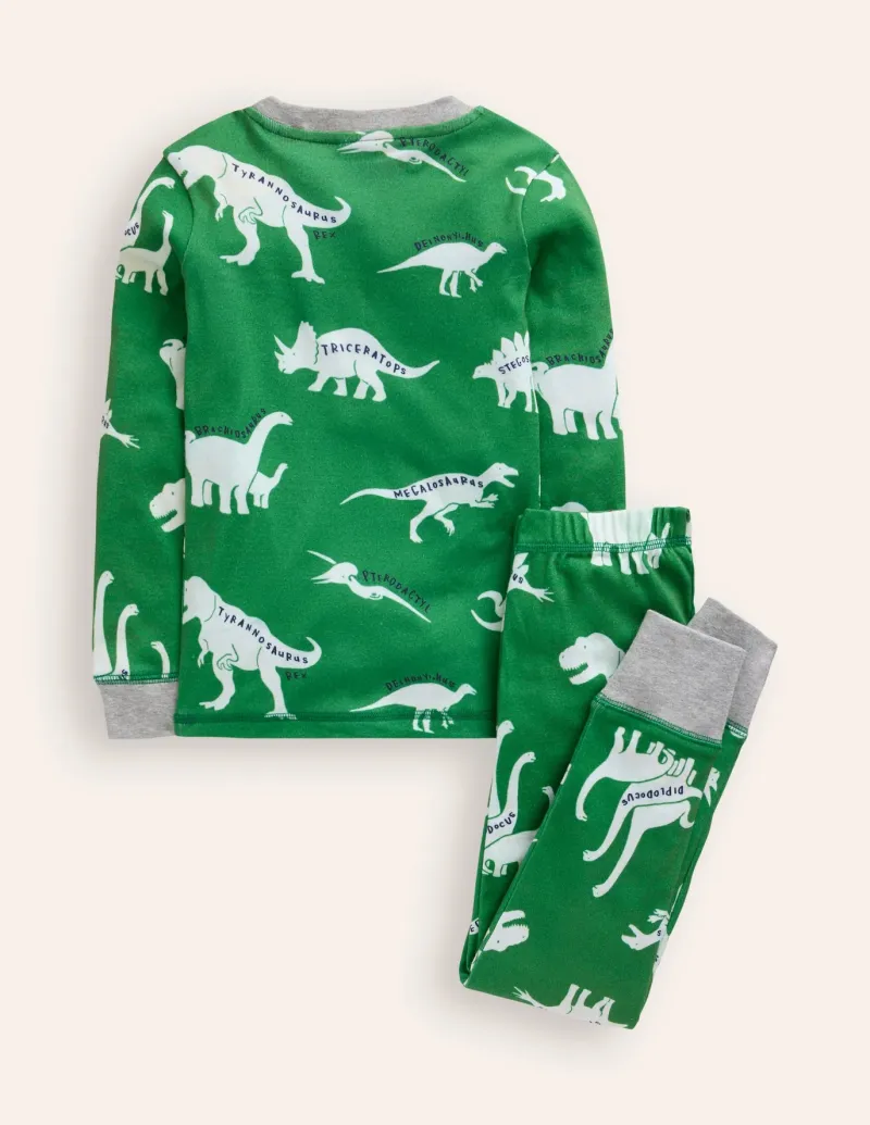 Sleepwear & Pajamas-Boden Snug Glow-In-The-Dark Pajamas-Highland Green Dino HighlandGreenDino