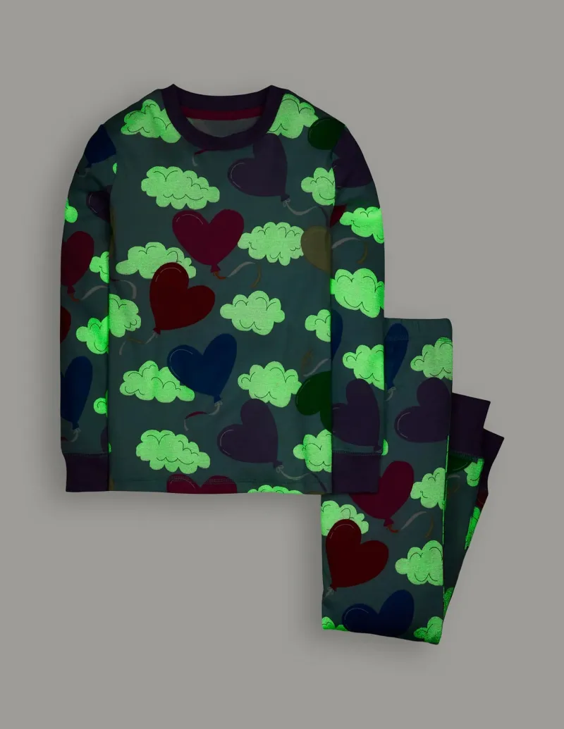 Sleepwear & Pajamas-Boden Snug Glow-In-The-Dark Pyjamas-Misty Blue Balloon Sky MistyBlueBalloonSky