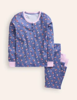Sleepwear & Pajamas-Boden Snug Henley Pajamas-Bluejay Bouquet BluejayBouquet