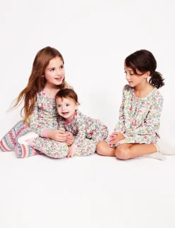 Sleepwear & Pajamas-Boden Snug Henley Pyjamas-Vanilla White Ballet Toile VanillaWhiteBalletToile