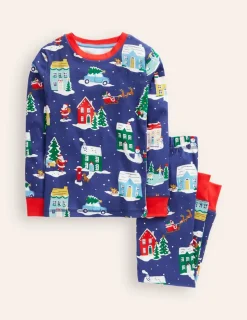 Sleepwear & Pajamas-Boden Snug Long John Pajamas-Christmas Houses ChristmasHouses