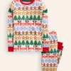 Sleepwear & Pajamas-Boden Snug Long John Pajamas-Gingerbread Fair Isle GingerbreadFairIsle