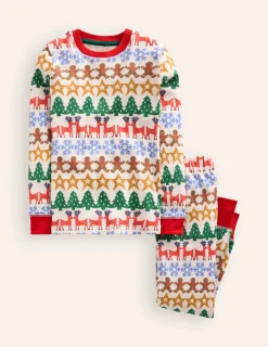 Sleepwear & Pajamas-Boden Snug Long John Pajamas-Gingerbread Fair Isle GingerbreadFairIsle