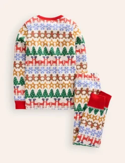 Sleepwear & Pajamas-Boden Snug Long John Pajamas-Gingerbread Fair Isle GingerbreadFairIsle