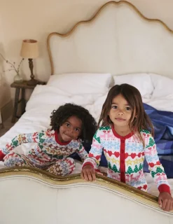 Sleepwear & Pajamas-Boden Snug Long John Pajamas-Gingerbread Fair Isle GingerbreadFairIsle