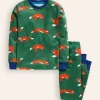 Sleepwear & Pajamas-Boden Snug Long John Pajamas-Jewel Green Foxes JewelGreenFoxes