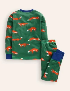 Sleepwear & Pajamas-Boden Snug Long John Pajamas-Jewel Green Foxes JewelGreenFoxes