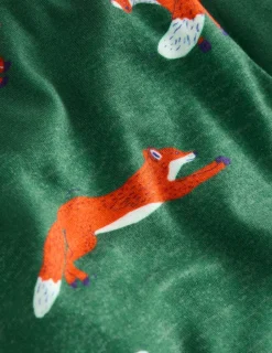 Sleepwear & Pajamas-Boden Snug Long John Pajamas-Jewel Green Foxes JewelGreenFoxes