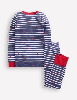 Sleepwear & Pajamas-Boden Snug Long John Pajamas-Navy Breton with Tiny Hearts NavyBretonwithTinyHearts