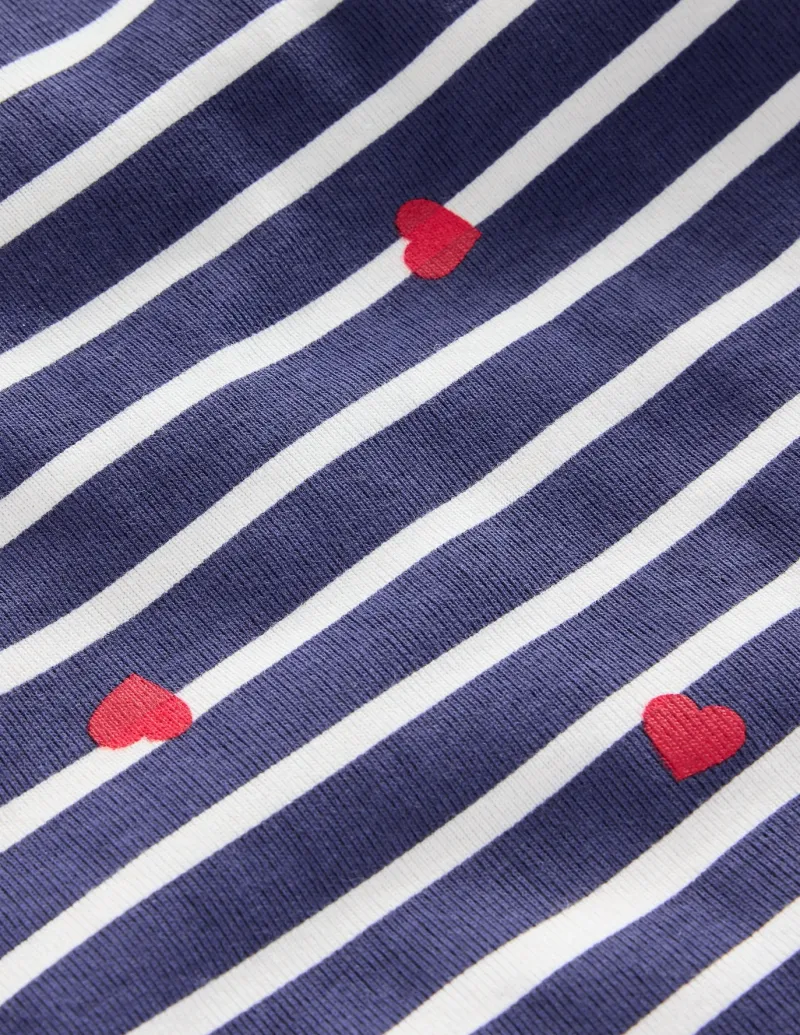 Sleepwear & Pajamas-Boden Snug Long John Pajamas-Navy Breton with Tiny Hearts NavyBretonwithTinyHearts