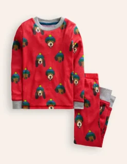 Sleepwear & Pajamas-Boden Snug Long John Pajamas-Poppy Red Dude Dogs PoppyRedDudeDogs