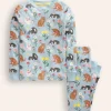 Sleepwear & Pajamas-Boden Snug Long John Pajamas-Turquoise Cats TurquoiseCats