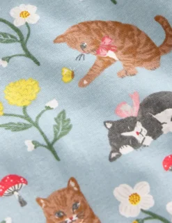 Sleepwear & Pajamas-Boden Snug Long John Pajamas-Turquoise Cats TurquoiseCats