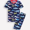 Sleepwear & Pajamas-Boden Snug Short John Glow Pyjamas-College Navy Sharks CollegeNavySharks