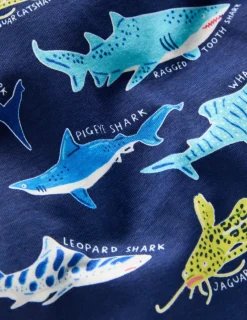 Sleepwear & Pajamas-Boden Snug Short John Glow Pyjamas-College Navy Sharks CollegeNavySharks