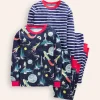 Sleepwear & Pajamas-Boden Snug Twin Pack Pajamas-Grey Space and Navy Stripe GreySpaceandNavyStripe