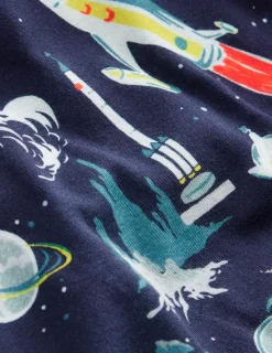 Sleepwear & Pajamas-Boden Snug Twin Pack Pajamas-Grey Space and Navy Stripe GreySpaceandNavyStripe