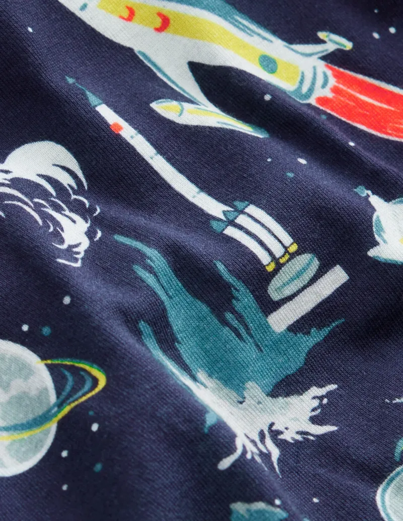 Sleepwear & Pajamas-Boden Snug Twin Pack Pajamas-Grey Space and Navy Stripe GreySpaceandNavyStripe