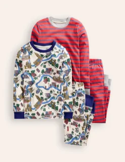 Sleepwear & Pajamas-Boden Snug Twin Pack Pajamas-London Scene and Stripe LondonSceneandStripe