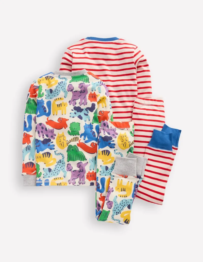 Sleepwear & Pajamas-Boden Snug Twin Pack Pajamas-Rainbow Pets RainbowPets