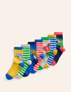 Socks & Underwear | Socks & Tights-Boden Socks 7 Pack-Multi Dinosaurs MultiDinosaurs