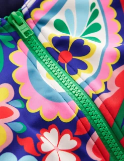 Swimwear-Boden Sporty Raglan Sleeve Swimsuit-Multi, Meadow Paisley Multi,MeadowPaisley