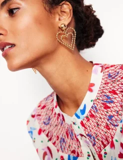 Jewelry-Boden Statement Heart Earrings- Gold