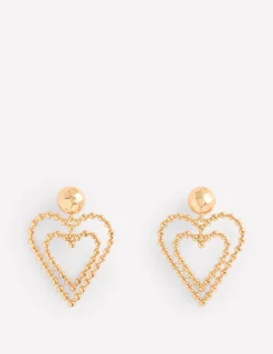 Jewelry-Boden Statement Heart Earrings- Gold