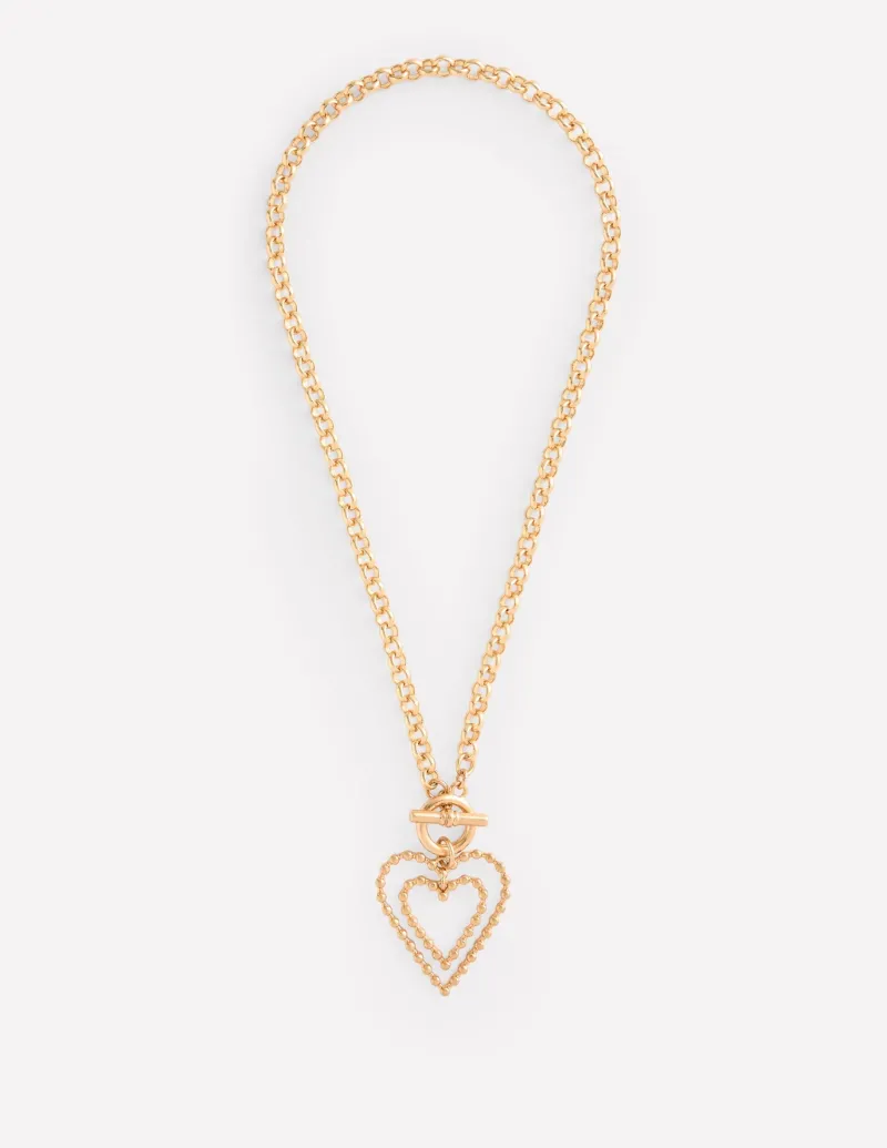 Jewelry-Boden Statement Heart Necklace- Gold