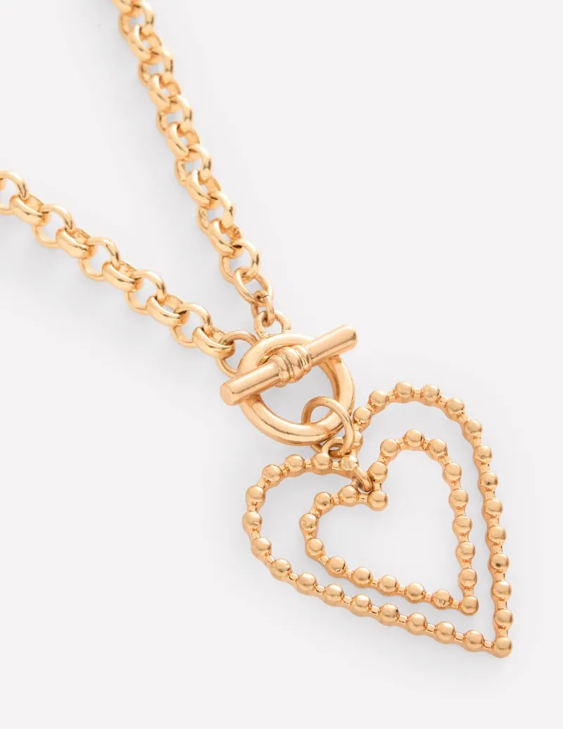 Jewelry-Boden Statement Heart Necklace- Gold