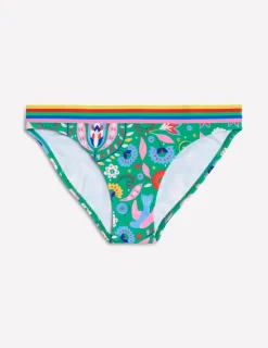 Swimwear-Boden Stripe Trim Bikini Bottoms-Green, Decorative Garden Green,DecorativeGarden
