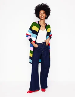 Sweaters & Cardigans-Boden Striped Cotton-Blend Coatigan-Poppy Red, Blue Multi PoppyRed,BlueMulti