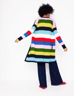 Sweaters & Cardigans-Boden Striped Cotton-Blend Coatigan-Poppy Red, Blue Multi PoppyRed,BlueMulti