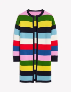 Sweaters & Cardigans-Boden Striped Cotton-Blend Coatigan-Poppy Red, Blue Multi PoppyRed,BlueMulti