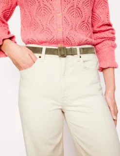 Belts-Boden Suede Skinny Buckle Belt-Deep Olive DeepOlive