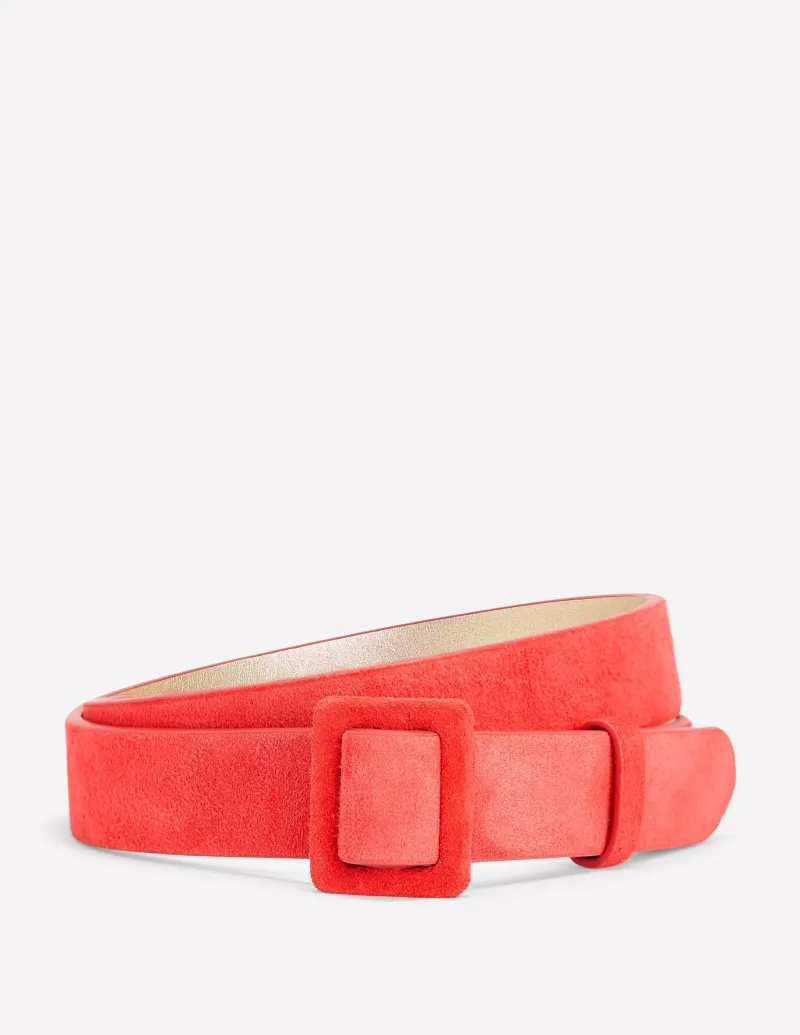 Belts-Boden Suede Skinny Buckle Belt-Strawberry Tart Red StrawberryTartRed