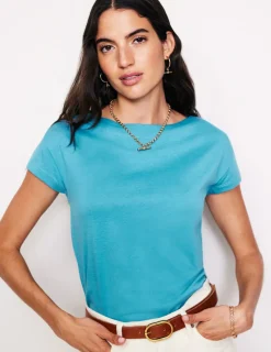 Tops & Blouses | T-Shirts & Tanks-Boden Supersoft Boat Neck T-Shirt-Blue Grass BlueGrass