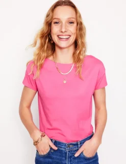Tops & Blouses | T-Shirts & Tanks-Boden Supersoft Boat Neck T-Shirt-Tickled Pink TickledPink