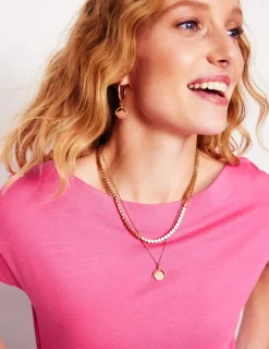 Tops & Blouses | T-Shirts & Tanks-Boden Supersoft Boat Neck T-Shirt-Tickled Pink TickledPink