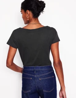 Tops & Blouses | T-Shirts & Tanks-Boden Supersoft Boat Neck T-Shirt- Black