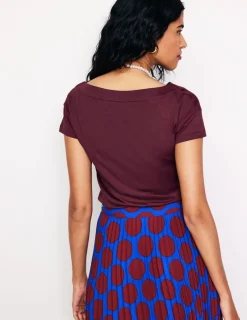 Tops & Blouses | T-Shirts & Tanks-Boden Supersoft Boat Neck T-Shirt-Deep Wisteria DeepWisteria
