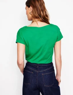 Tops & Blouses | T-Shirts & Tanks-Boden Supersoft Boat Neck T-Shirt-Rich Emerald RichEmerald