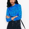 Tops & Blouses | T-Shirts & Tanks-Boden Supersoft Frill Detail Top-Kingfisher Blue , Fall Sprig KingfisherBlue,FallSprig