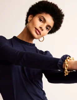 Tops & Blouses | T-Shirts & Tanks-Boden Supersoft Frill Detail Top- Navy